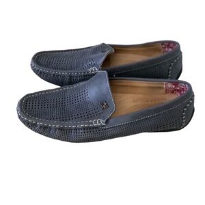 Stacy Adams mens PAX driving loafer blue perforated leather slip on shoes Sz 9